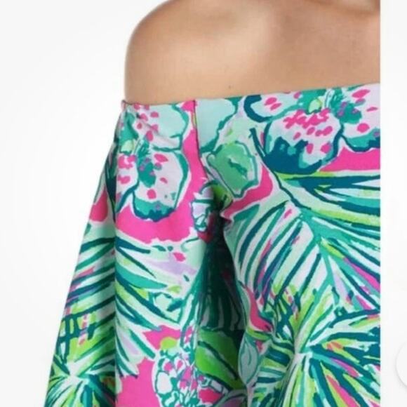 Lilly Pulitzer Womens XS Fawcett Mini Dress Off the Shoulder Bright Floral - Picture 2 of 9